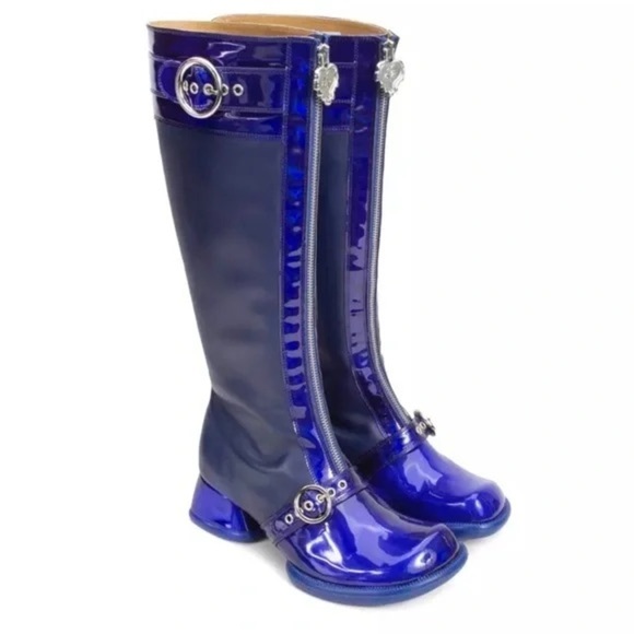 Rare New John Fluevog THRILLVOGS SHAUNA FRONT-ZIP TALL BOOTS Size 7.5 - Picture 1 of 16